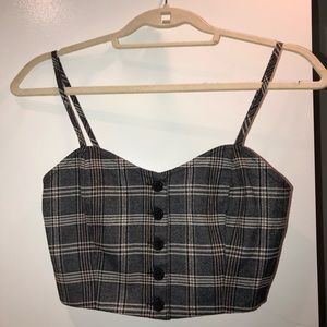 Urban Outfitters Plaid Button Down Crop Top